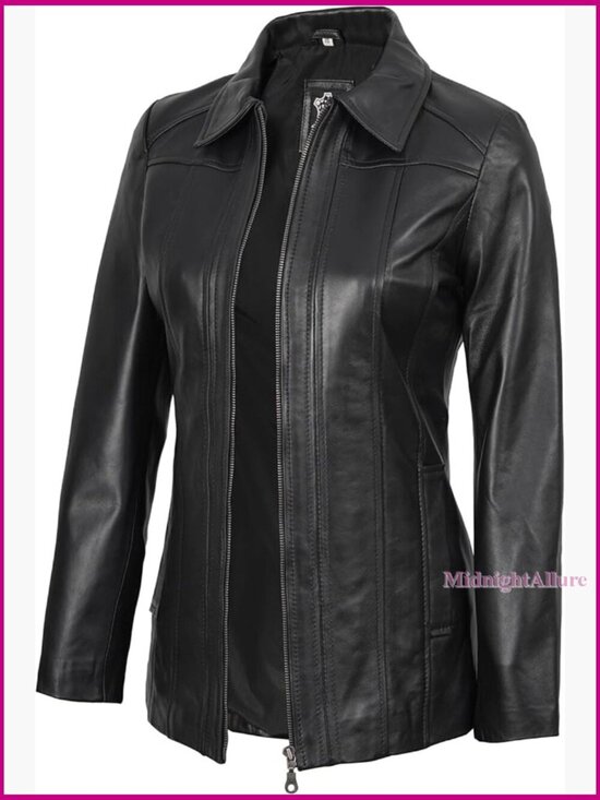 Jackets & Blazers - Lambskin Leather Jacket Blazer Style with Zip Pockets